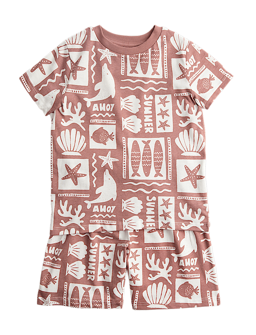 Kids Sealife Graphic Short Pyjamas (1-8 Yrs)