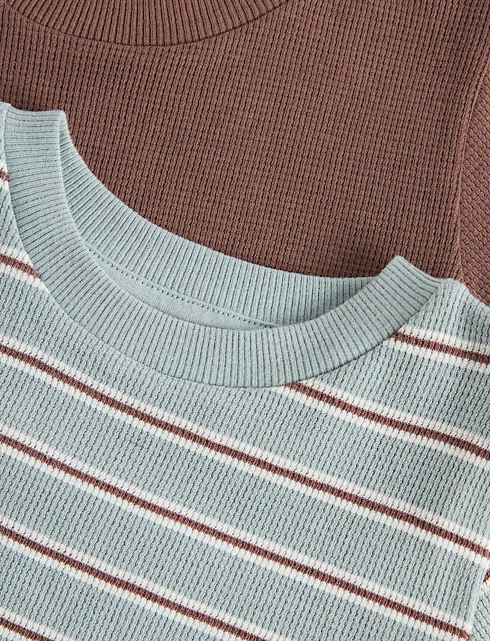 2 Pack Striped Waffle Pyjama Sets (1-8 Yrs)