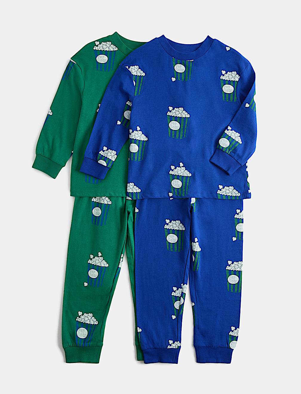2 Pack Pure Cotton Jersey Popcorn Pyjama Sets (1-8 Yrs)