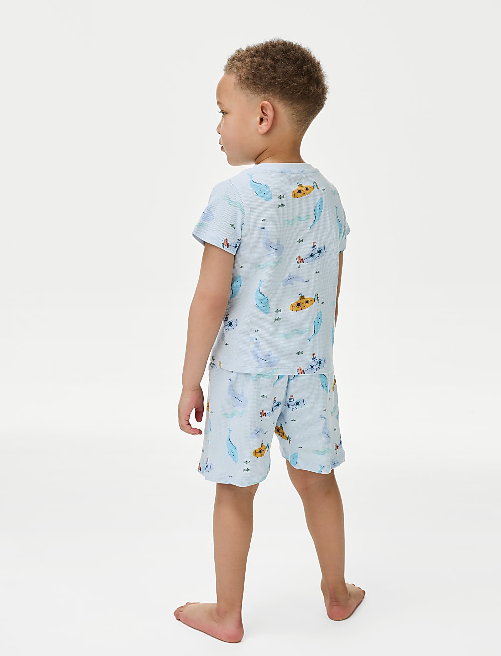 Pure Cotton Sea Print Waffle Pyjamas (1-8 Yrs)