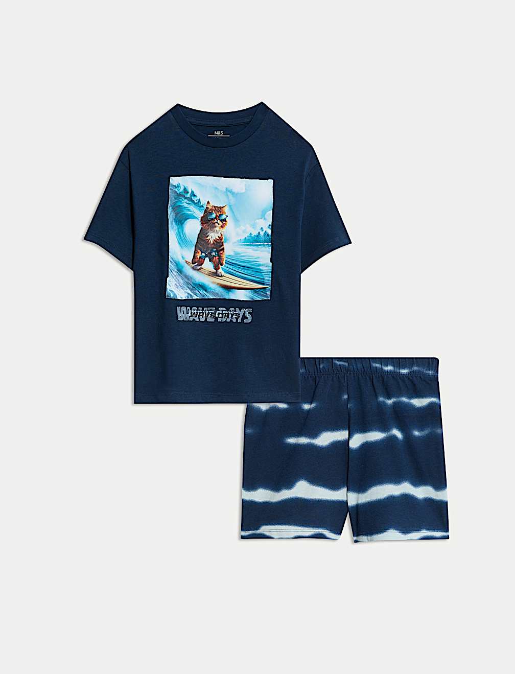 KIDS COTTON RICH CAT SURF PJ 1-16YRS