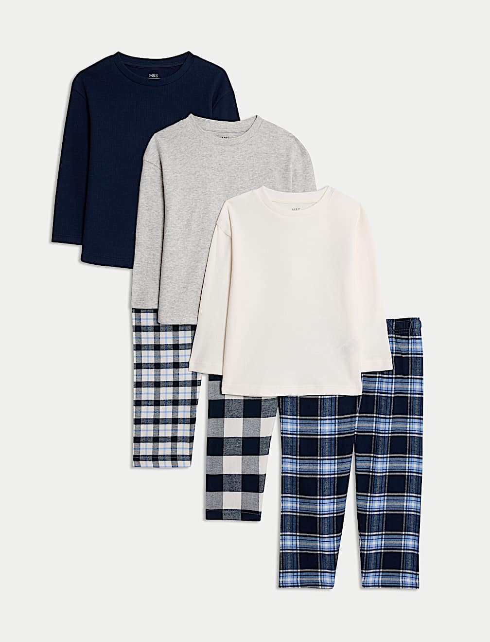 3pk Pure Cotton Check Pyjama Sets (1-16 Yrs)