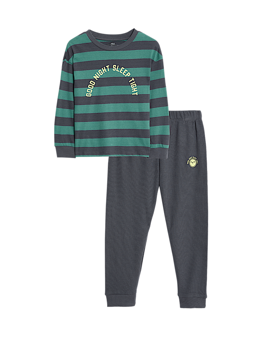 Pure Cotton Slogan Striped Pyjamas (12 Mths-8 Yrs)