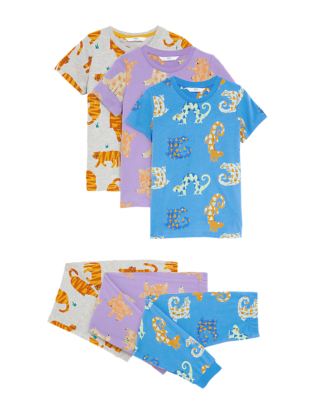 3pk Cotton Rich Animal Pyjama Sets
