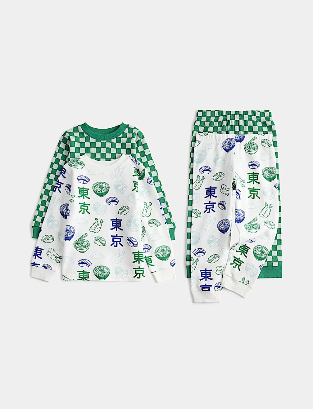 Kids' 2 Pack Waffle Graphic Pyjama Sets (1-8 Yrs)