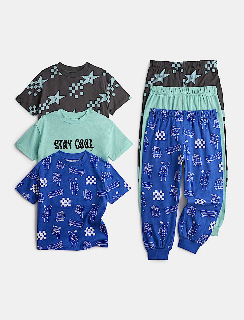 Kids' 3 Pack Stay Cool Graphic Pyjama Sets (1-8 Yrs)