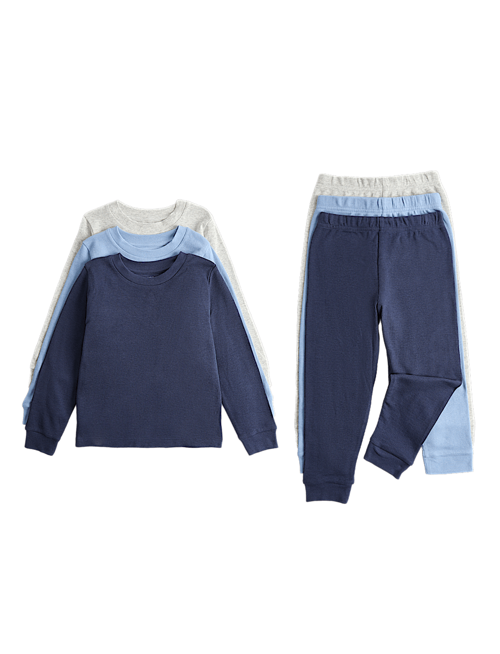 Kids' 3 Pack Pure Cotton Waffle Pyjama Sets (1-8 Yrs)