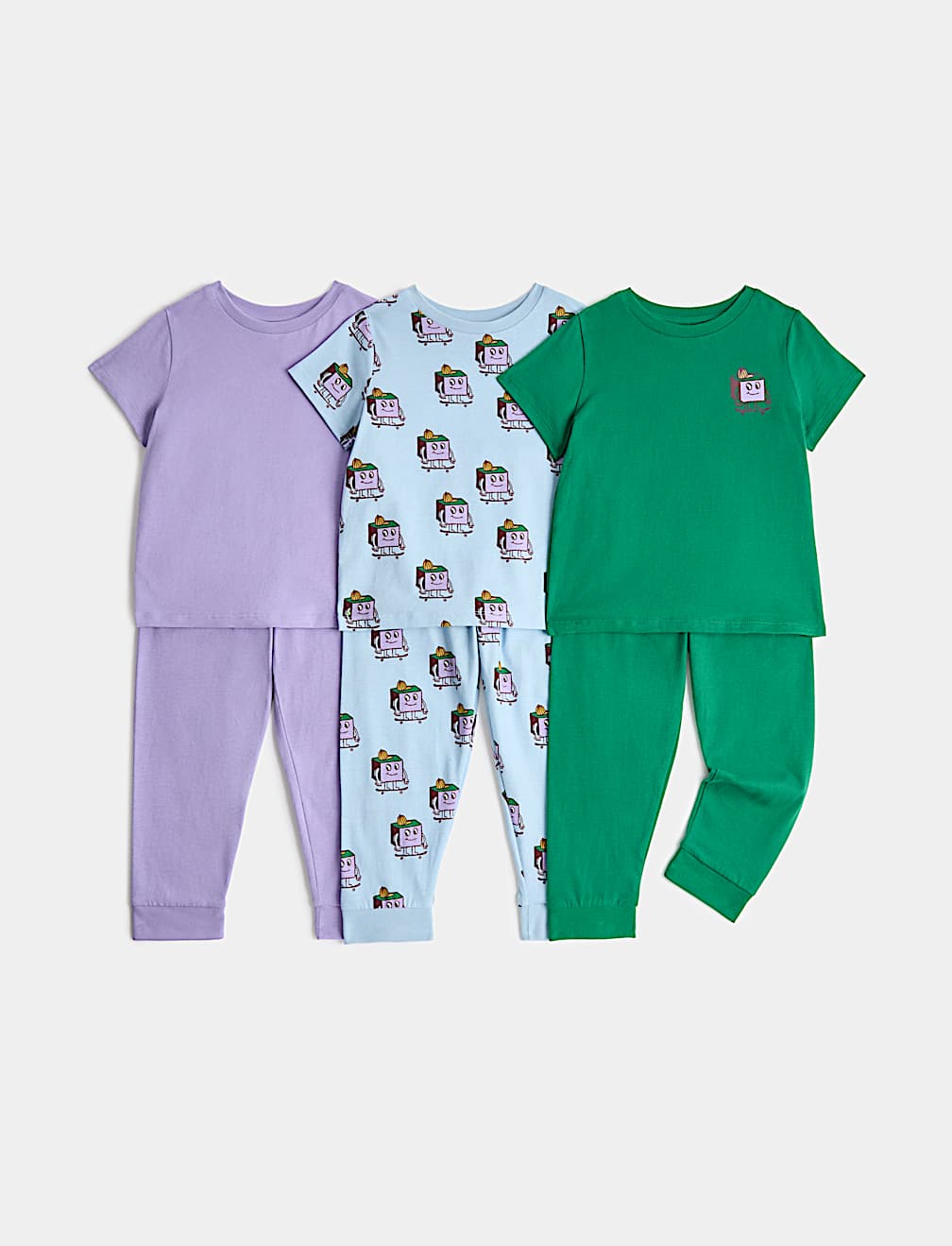 3 Pack Pure Cotton Pyjama Sets (1-8 Yrs)