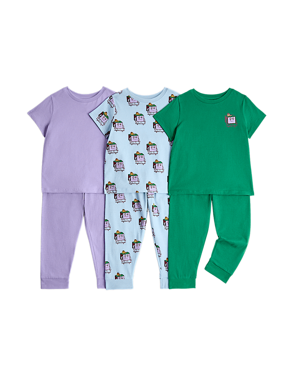 3 Pack Pure Cotton Pyjama Sets (1-8 Yrs)