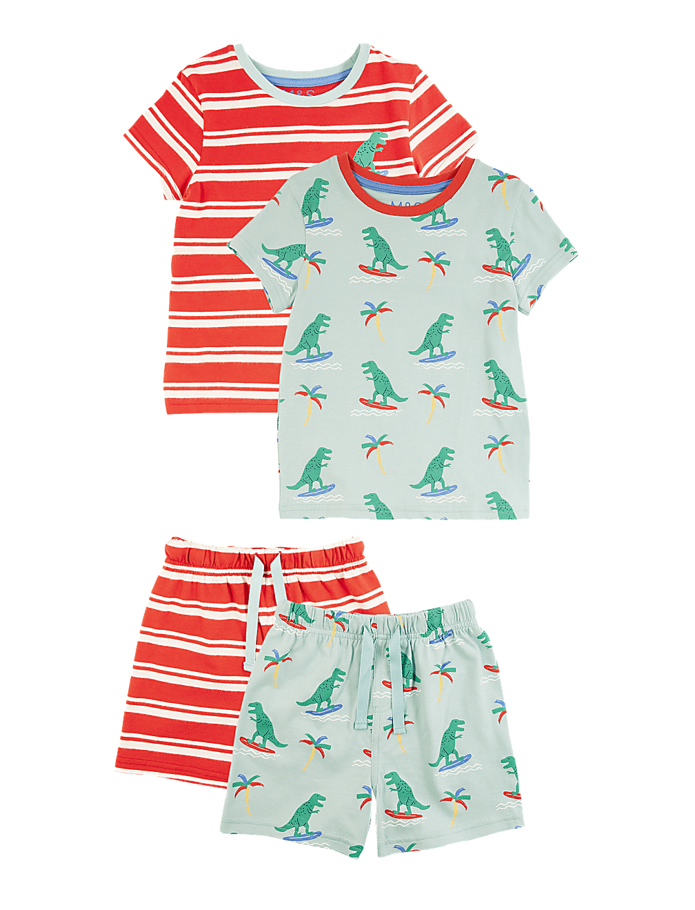 2 Pack Cotton Dino Short Pyjama Sets (1-7 Yrs)