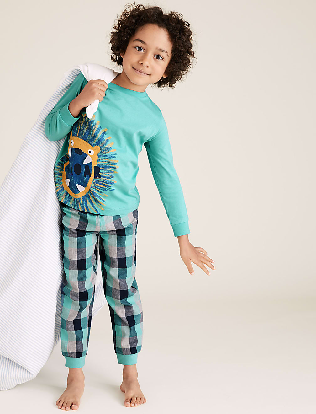 2pk Cotton Animal Slogan Pyjama Sets (1-7 Yrs)
