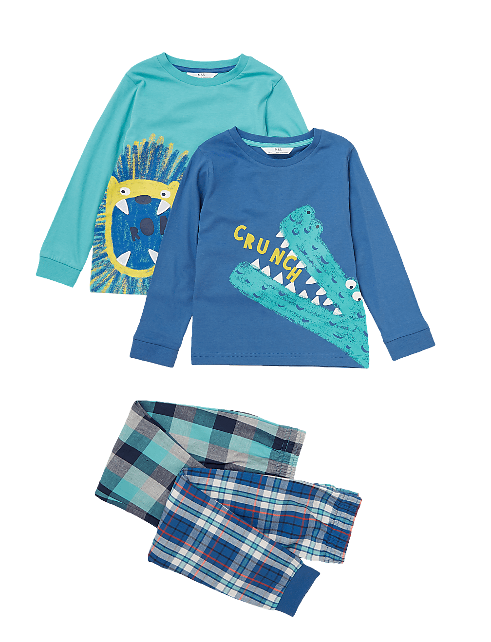 2pk Cotton Animal Slogan Pyjama Sets (1-7 Yrs)