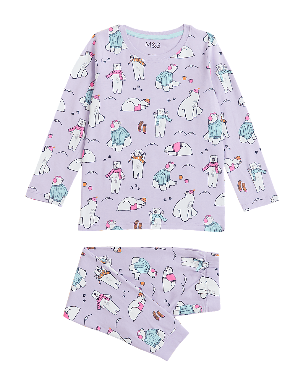 Pure Cotton Polar Bear Pyjama Set