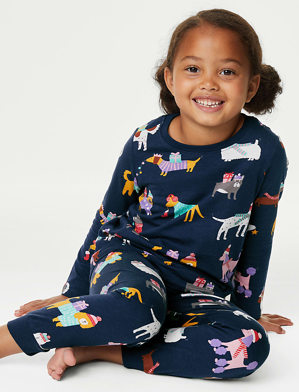 Pure Cotton Christmas Dog Pyjamas (1-8 Yrs)