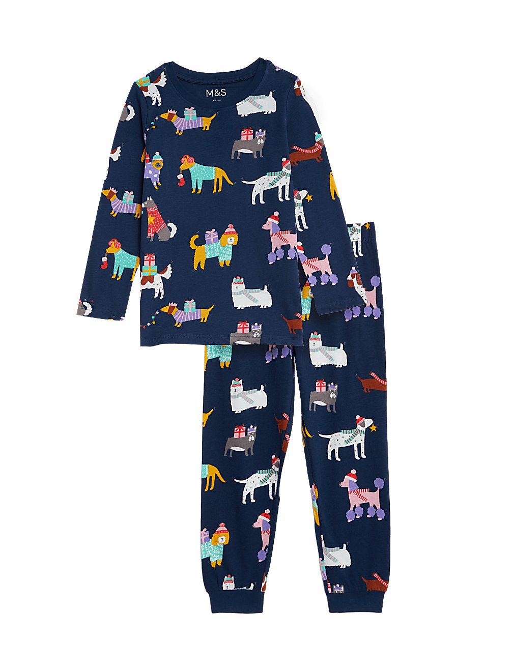 Pure Cotton Christmas Dog Pyjamas (1-8 Yrs)