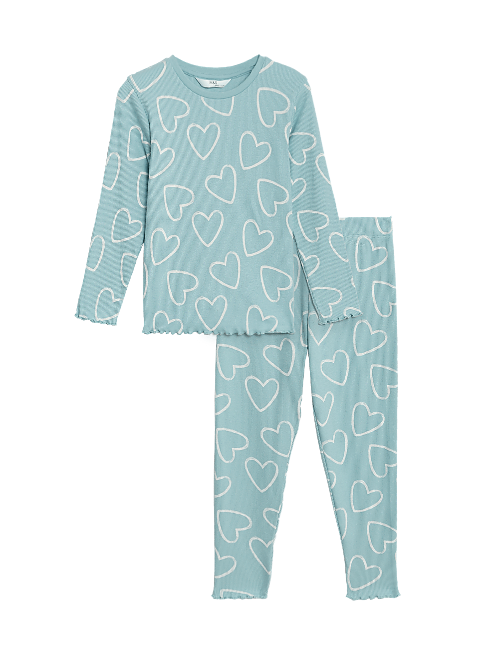 Cotton Rich Heart Ribbed Pyjamas (1-8 Yrs)