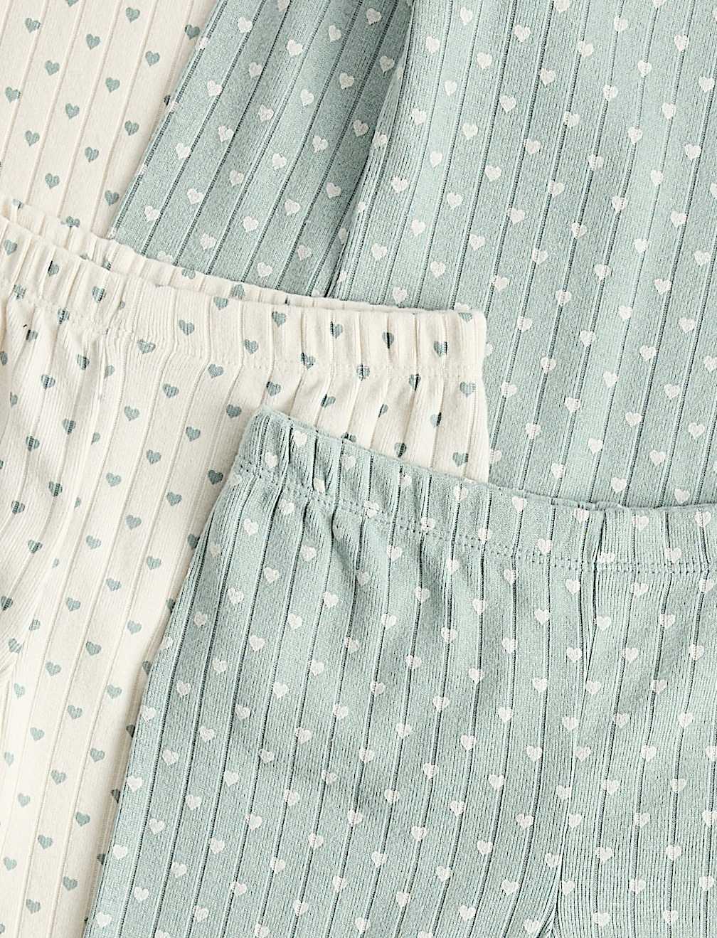 Heart Print Ribbed Long Sleeve Pyjama Set