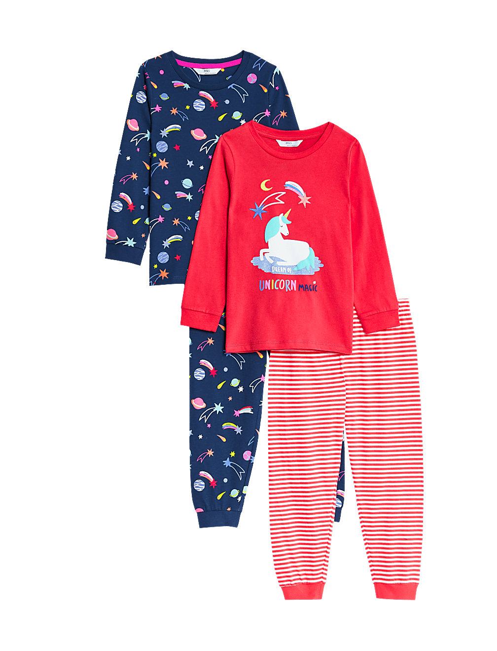 2pk Pure Cotton Unicorn Pyjama Sets (1-8 Yrs)