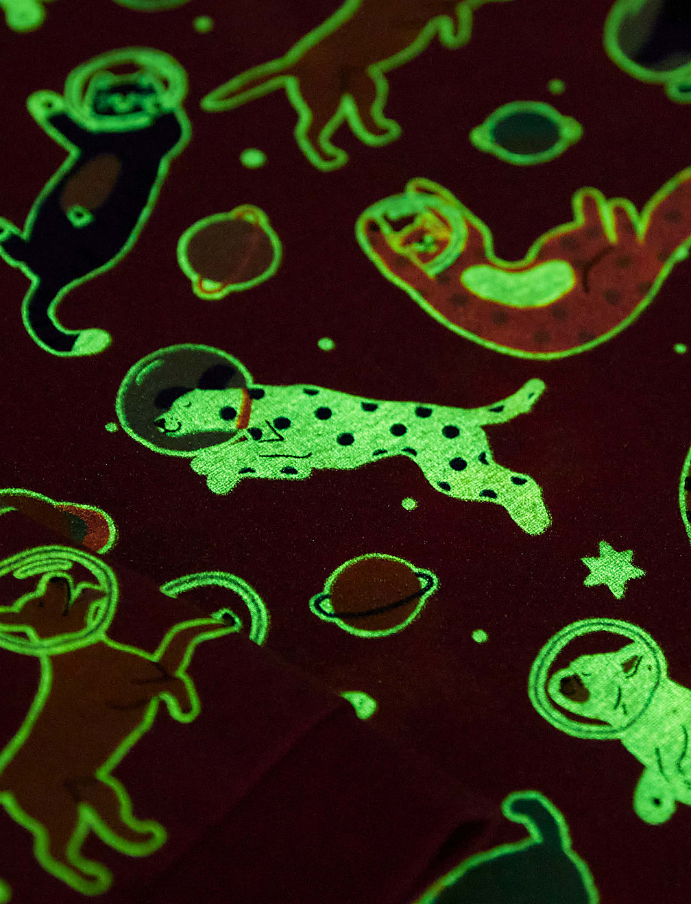 Pure Cotton Glow In The Dark Cat Pyjamas (1-8 Yrs)
