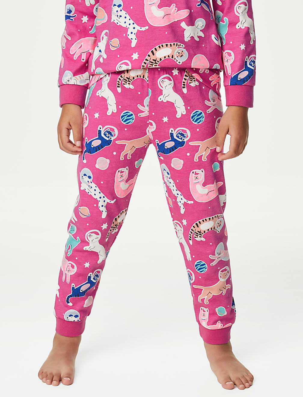 Pure Cotton Glow In The Dark Cat Pyjamas (1-8 Yrs)