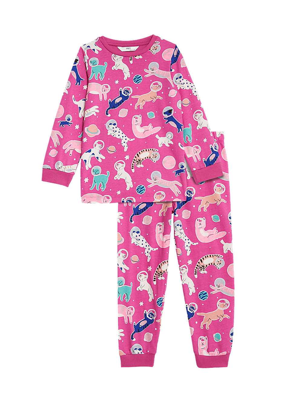 Pure Cotton Glow In The Dark Cat Pyjamas (1-8 Yrs)