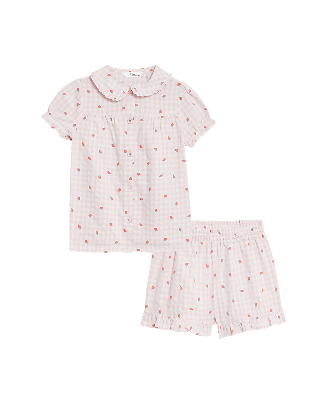Pure Cotton Strawberry Checked Pyjamas (1-8 Yrs)