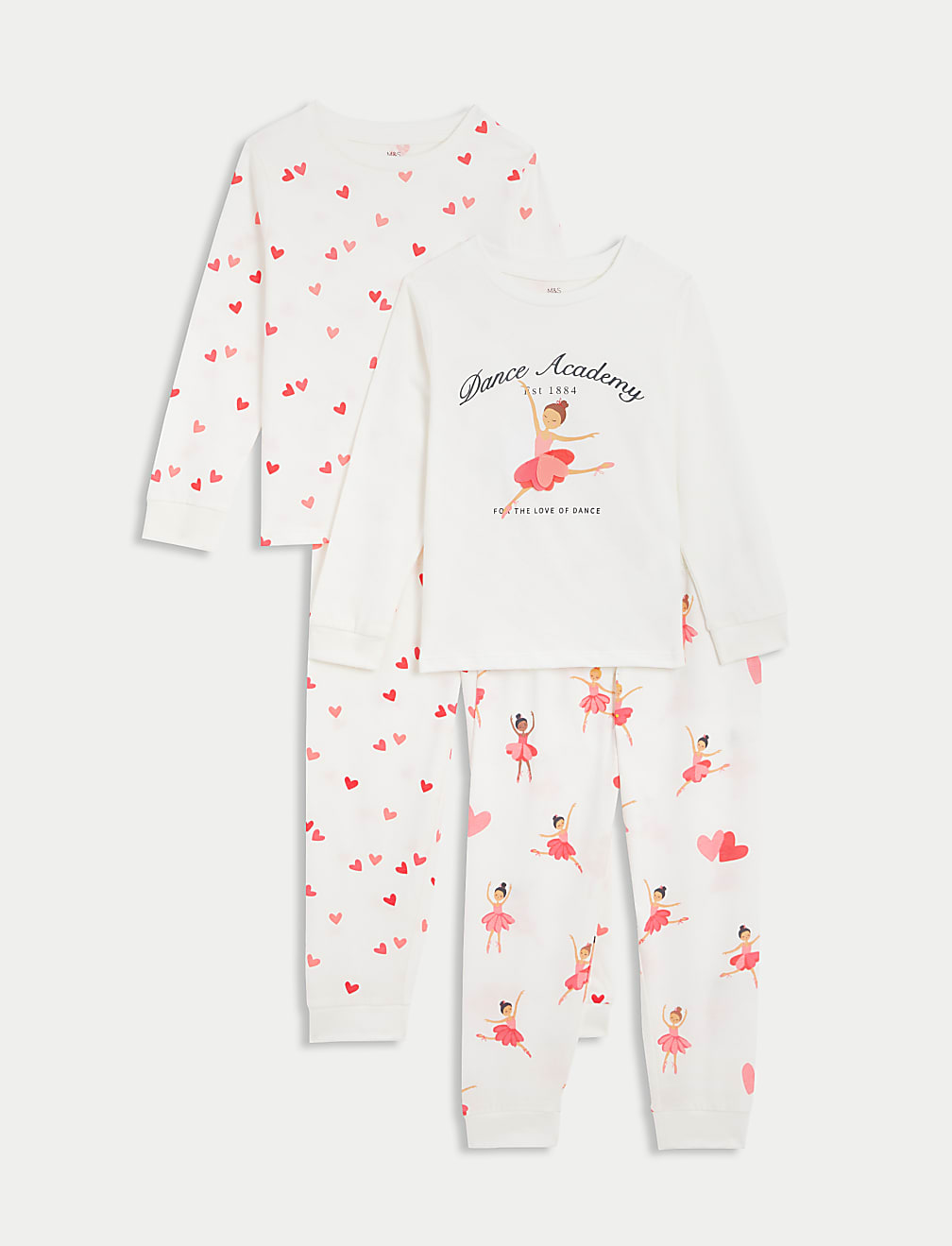 2pk Pure Cotton Ballerina Pyjama Sets (1-8 Yrs)