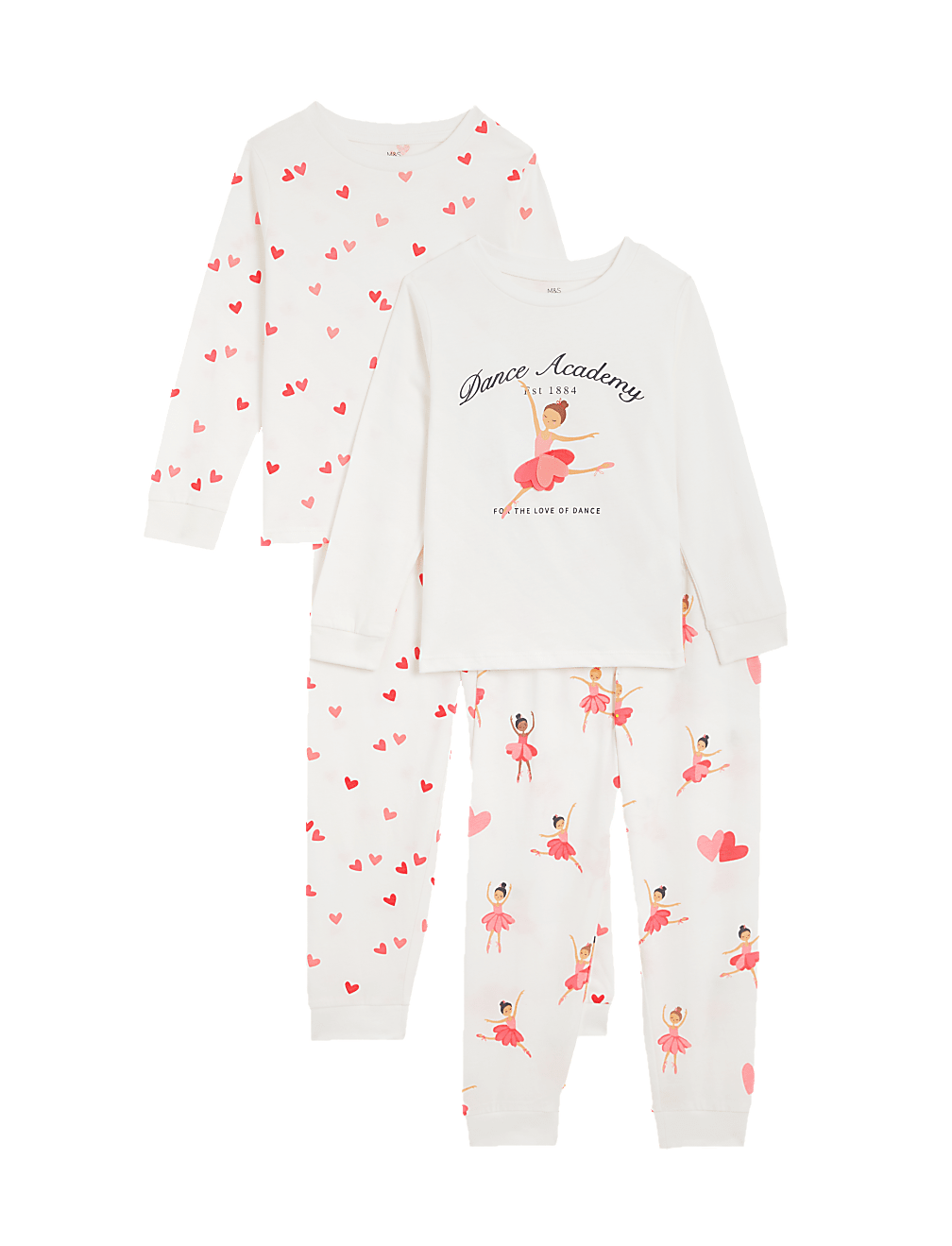 2pk Pure Cotton Ballerina Pyjama Sets (1-8 Yrs)