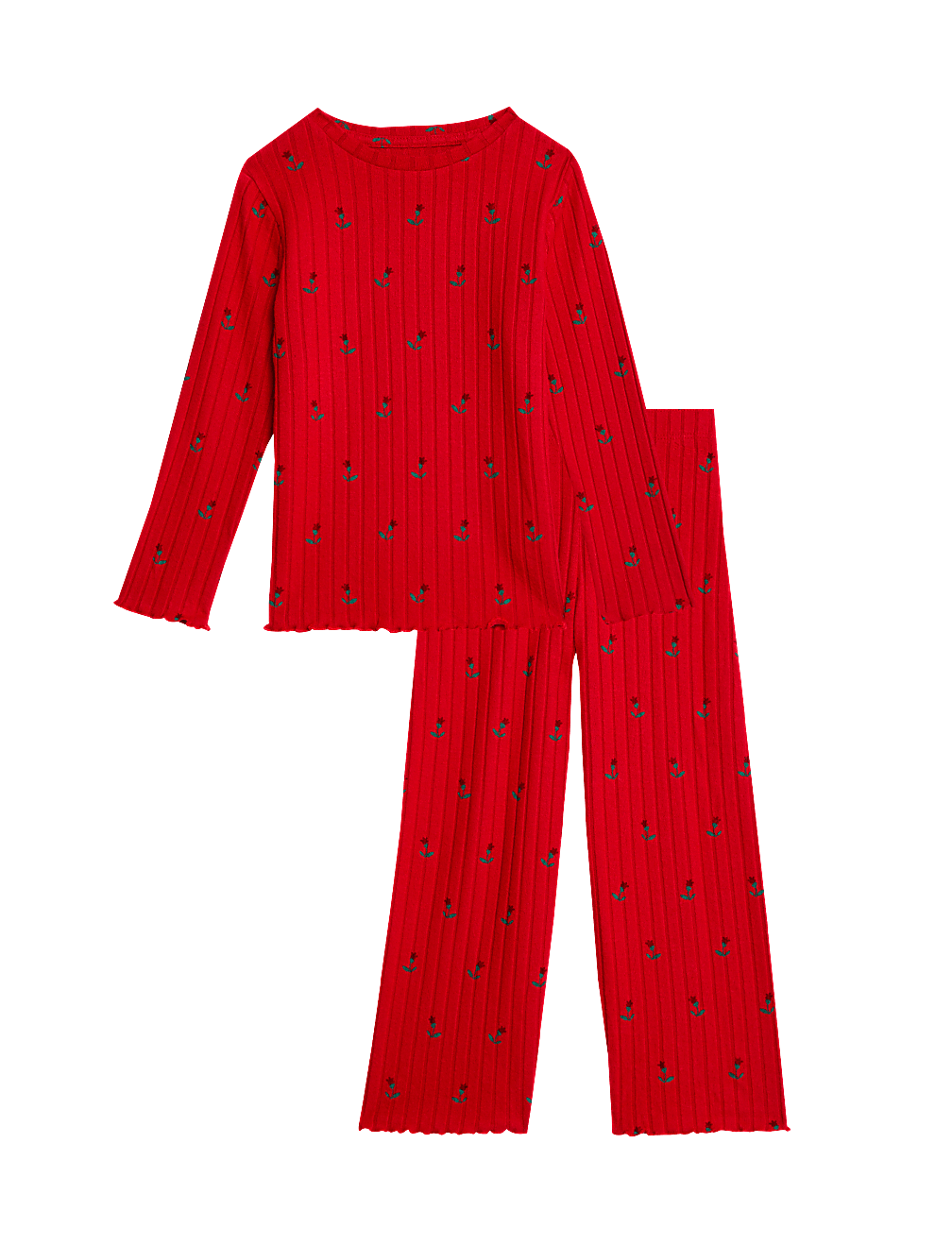 Ditsy Print Cosy Rib Pyjamas (1-8 Yrs)