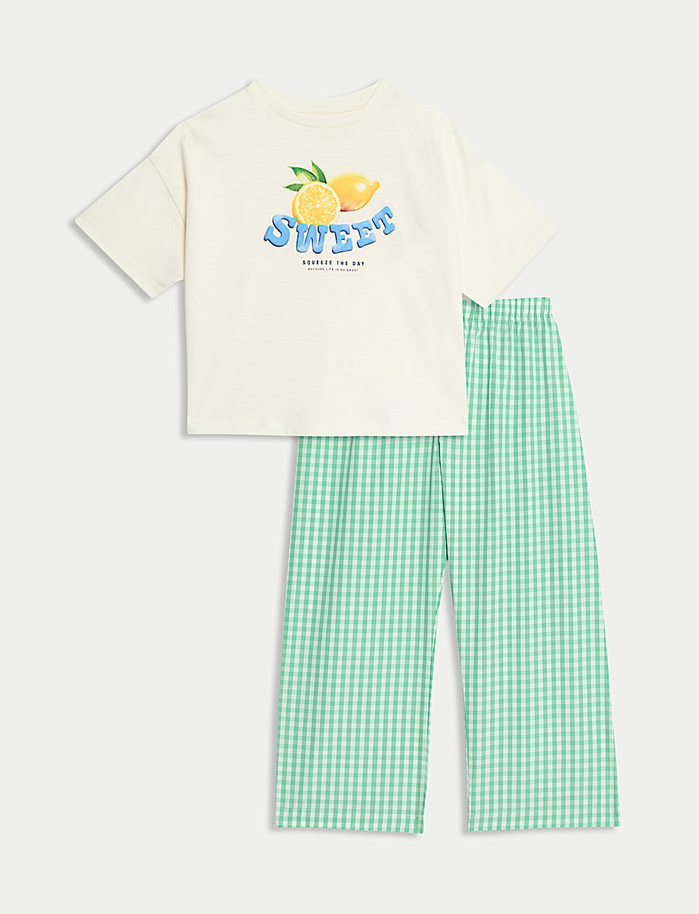 Pure Cotton Fruit Slogan Pyjamas (1-16 Yrs)