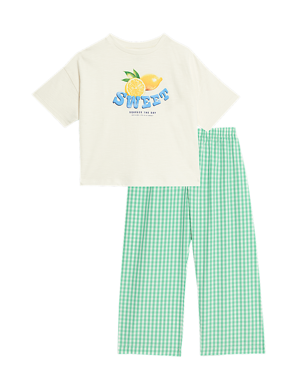 Pure Cotton Fruit Slogan Pyjamas (1-16 Yrs)