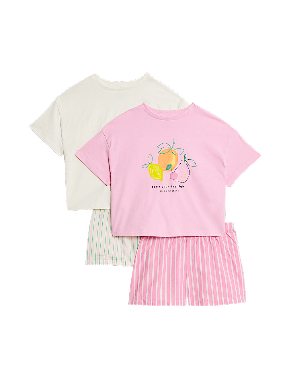 2pk Pure Cotton Fruit Pyjama Sets (1-16 Yrs)
