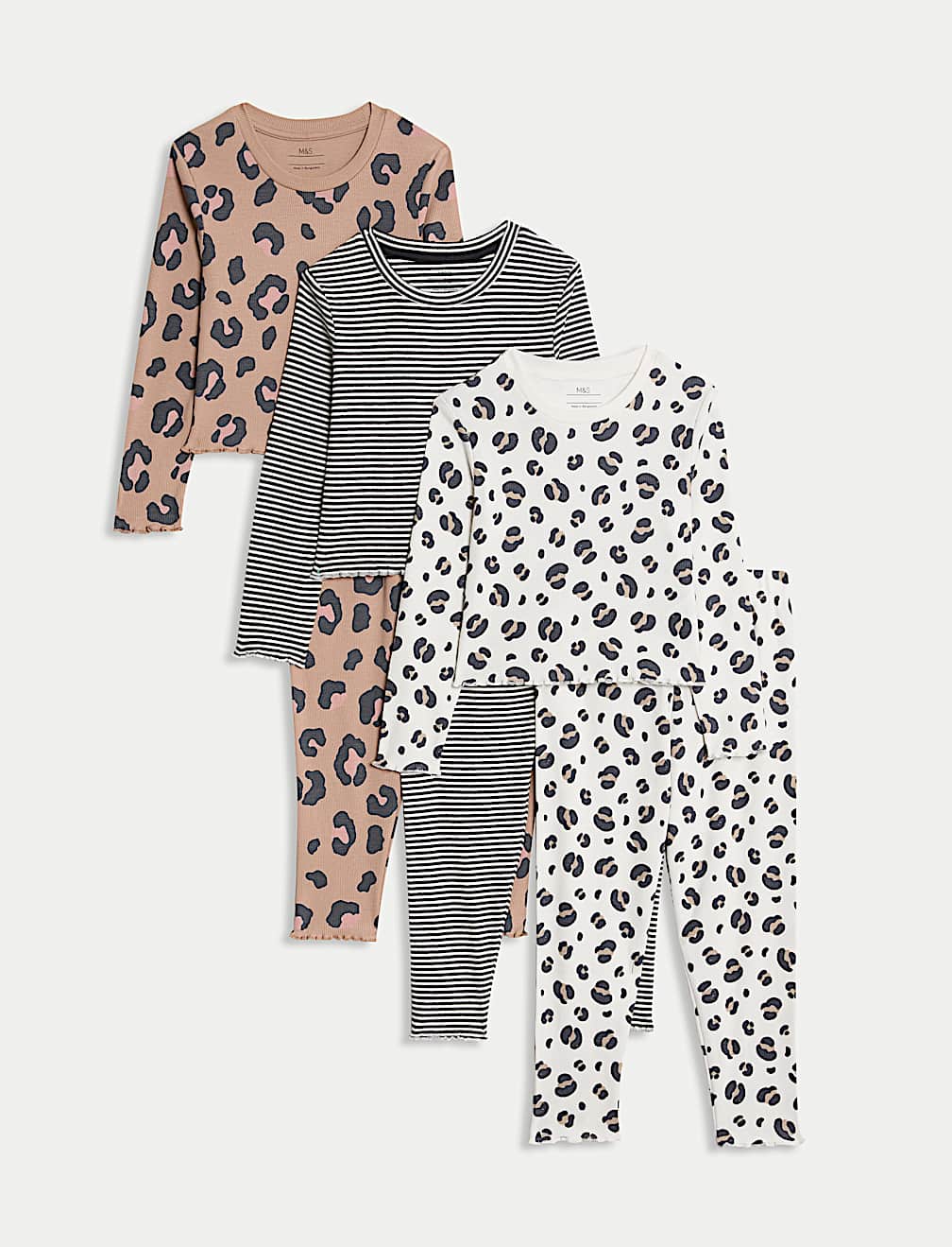 3pk Animal Print Pyjama Set (1-8 Yrs)