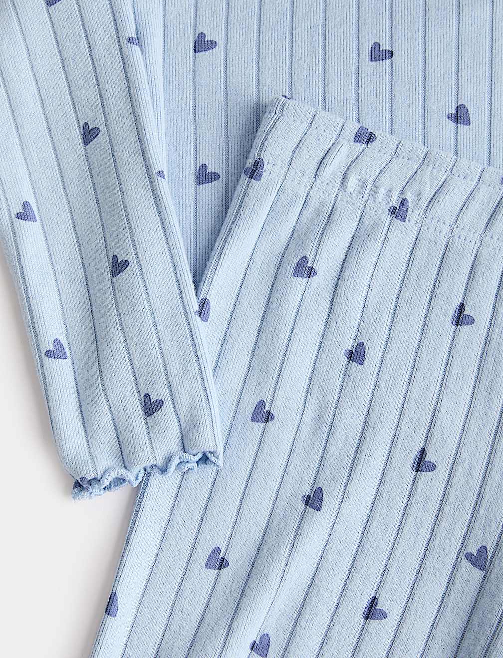 Patterned Heart Ribbed Cosy Pyjamas (1-16 Yrs)