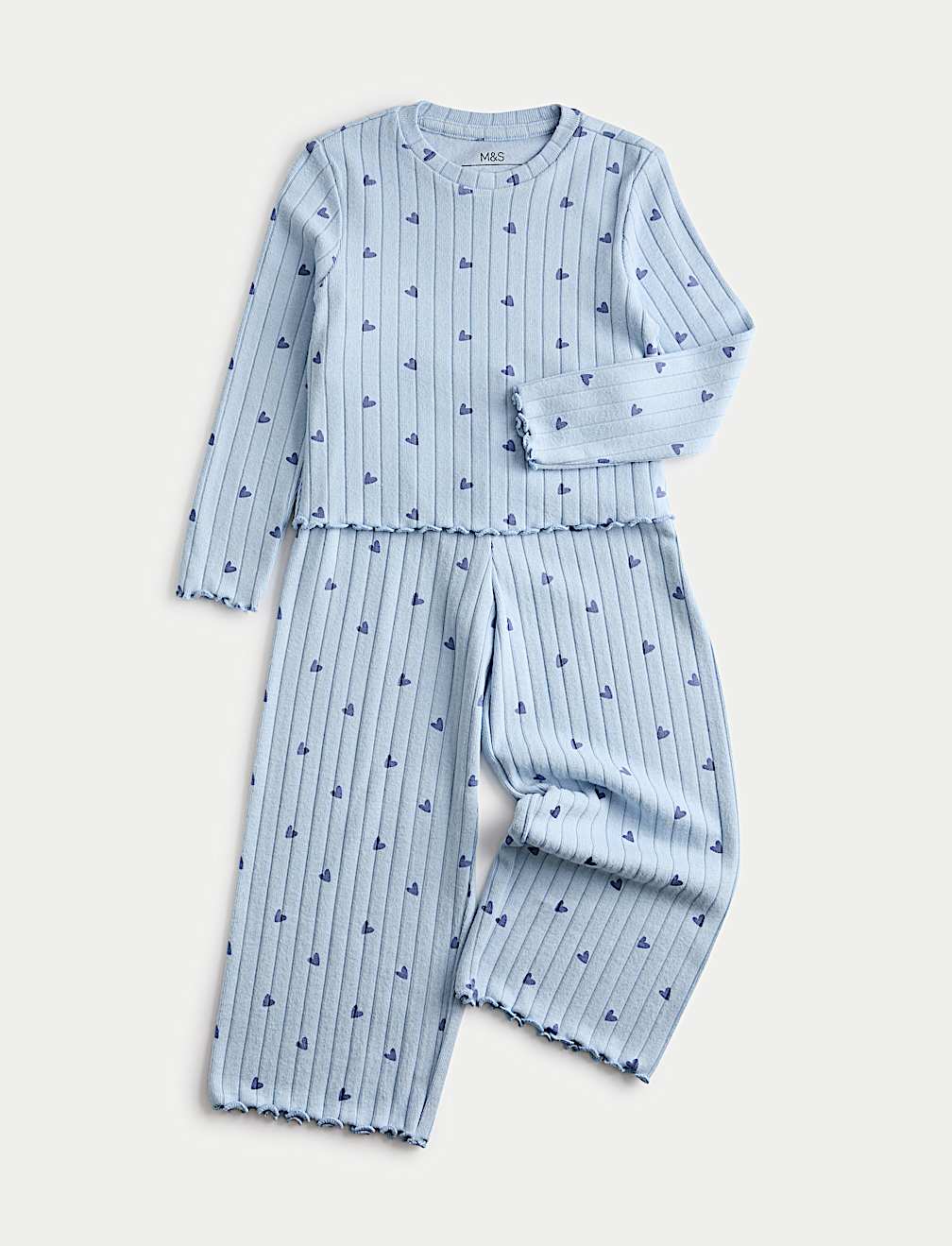 Patterned Heart Ribbed Cosy Pyjamas (1-16 Yrs)