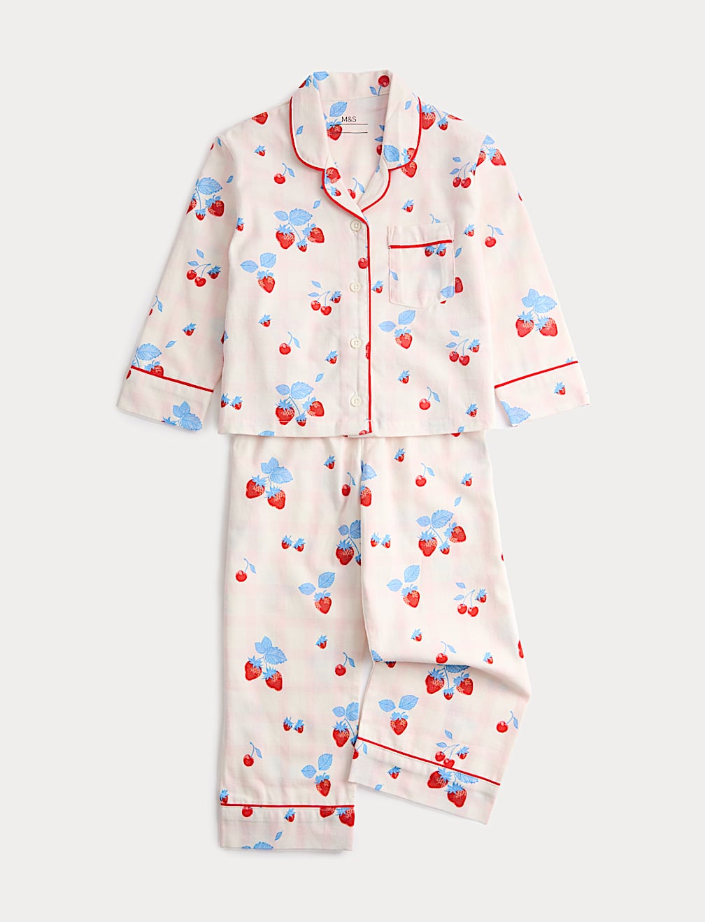 Pure Cotton Strawberry Print Pyjamas (0-16 Yrs)