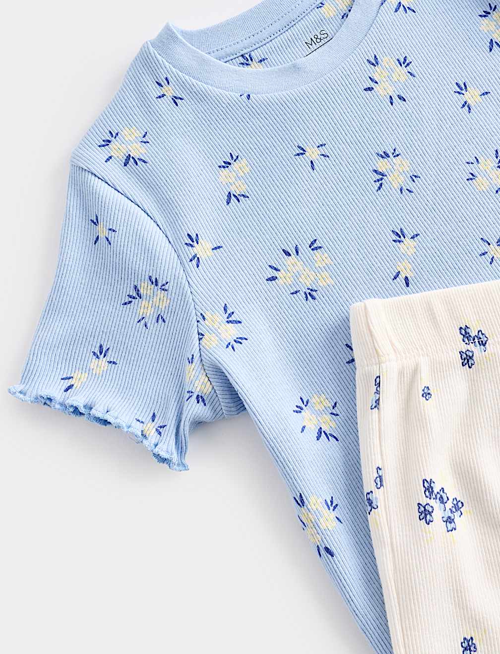 2 Pack Floral Ribbed Pyjamas (1-16 Yrs)