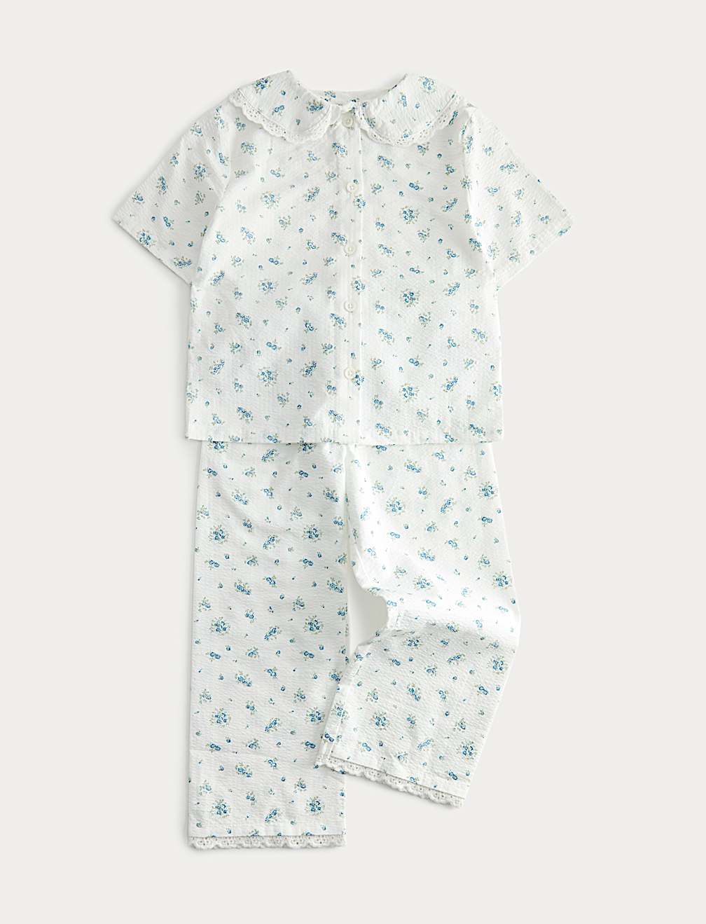 Pure Cotton Ditsy Floral Seersucker Pyjamas (1-8 Yrs)