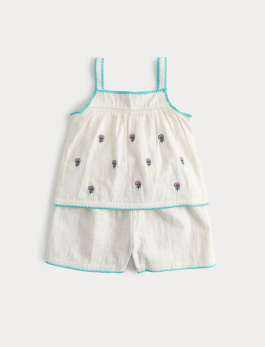 Pure Cotton Embroidered Short Pyjamas (1-8 Yrs)