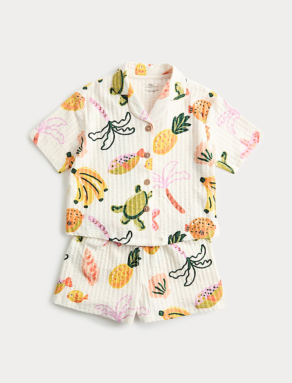 Seersucker Patterned Revere Pyjama (1-8 Yrs)