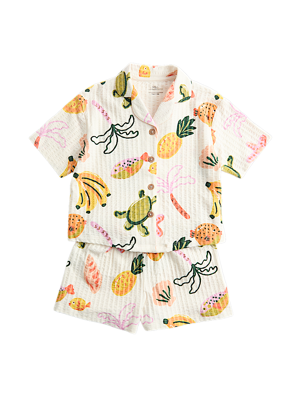 Seersucker Patterned Revere Pyjama (1-8 Yrs)