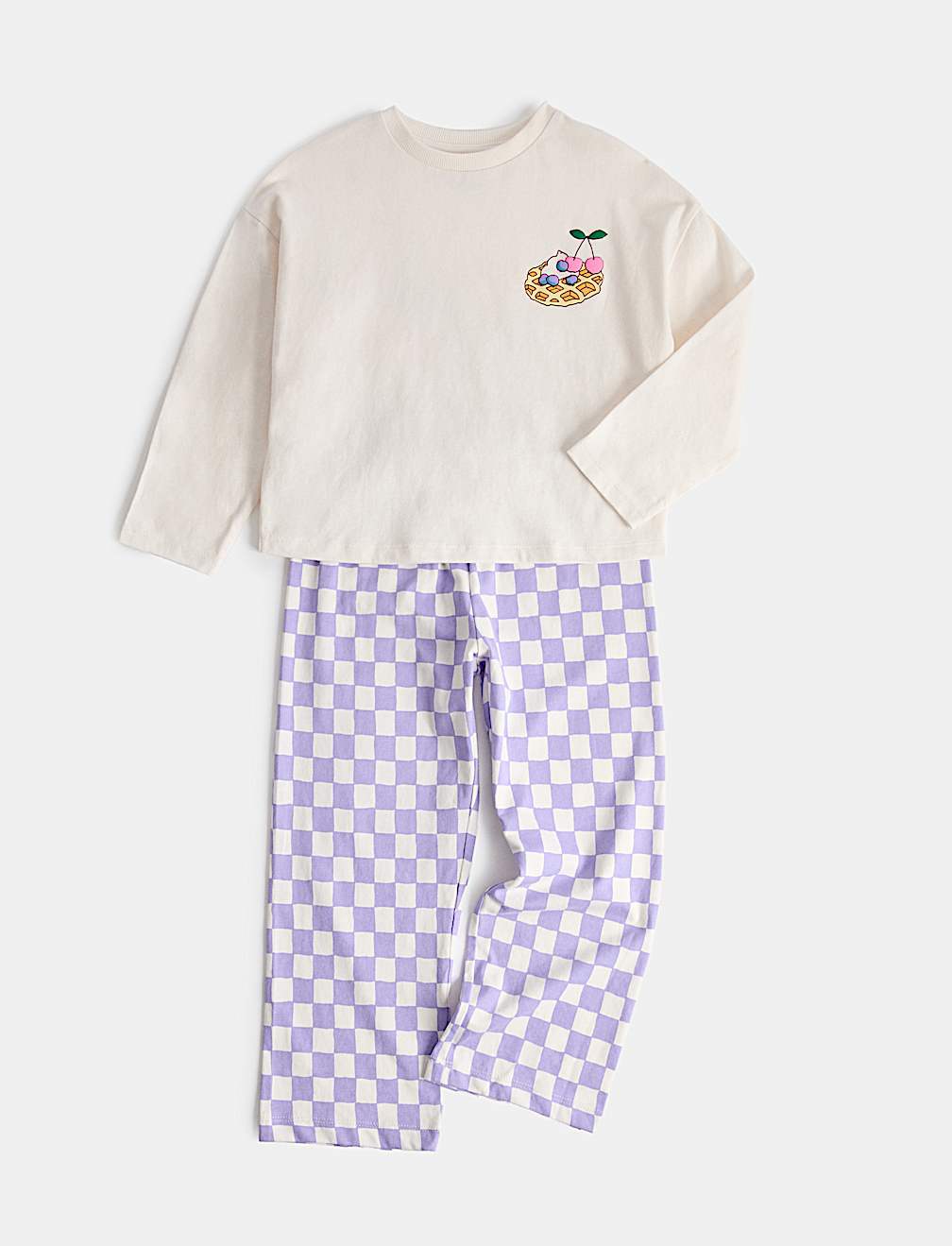 Pure Cotton Waffle Graphic Pyjamas (1-8 Yrs)