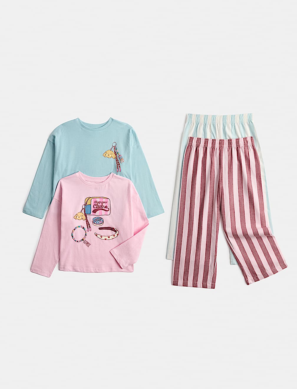 2 Pack Sleepover Club Pyjama Sets (1-8 Yrs)