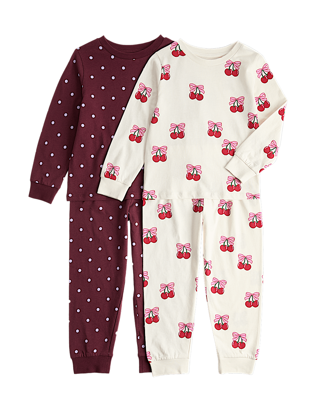 2 Pack Pure Cotton Cherry Pyjama Sets (0-8 Yrs)