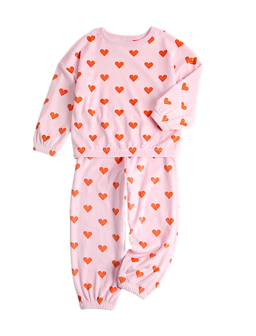 Velour Heart Print Pyjamas (1-8 Yrs)