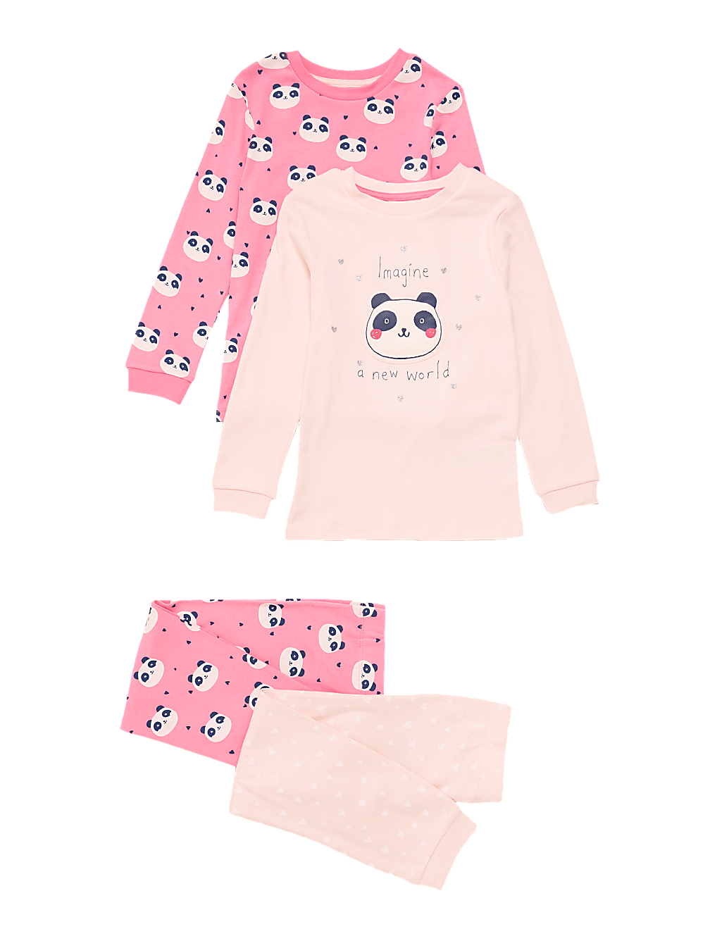 2pk Pure Cotton Panda Pyjama Sets (1-7 Yrs)
