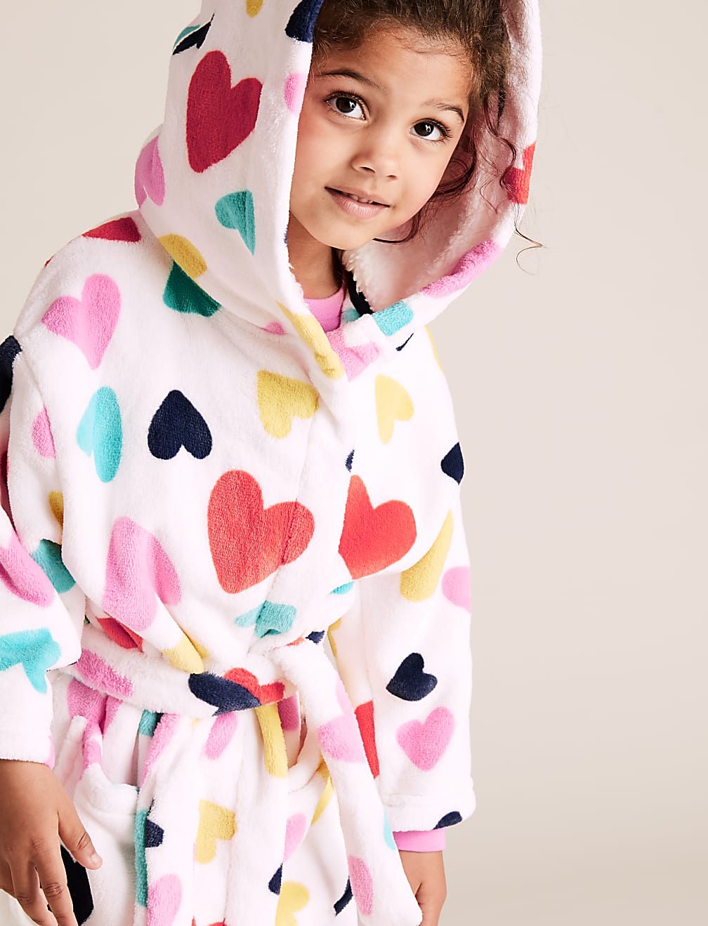 Fleece Heart Print Dressing Gown (1-7 Yrs)