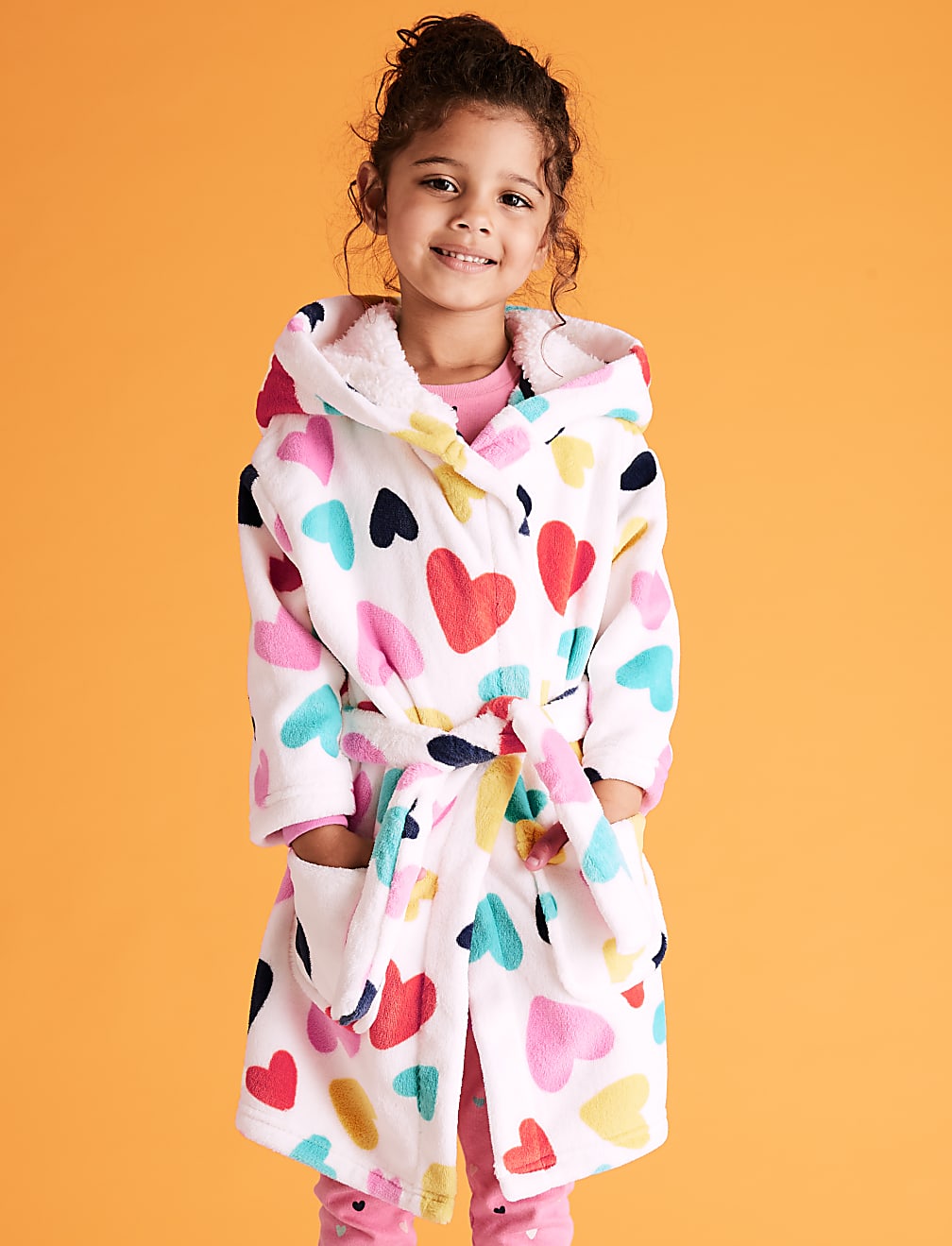 Fleece Heart Print Dressing Gown (1-7 Yrs)