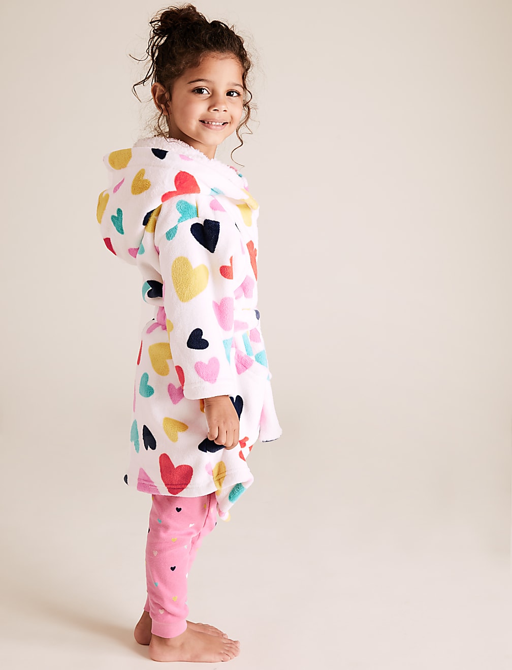 Fleece Heart Print Dressing Gown (1-7 Yrs)