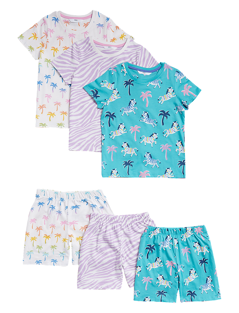 3pk Pure Cotton Printed Short Pyjama Sets (12 Mths - 7 Yrs)